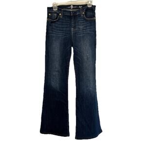 7 For All Mankind Dojo Jeans Womens 29 Blue Flare Low Rise Dark Wash Denim USA